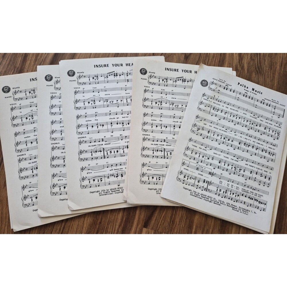 Sheet Music 1954 Over 58 Double Sheets Crafting Junk Journals Drawer Liners